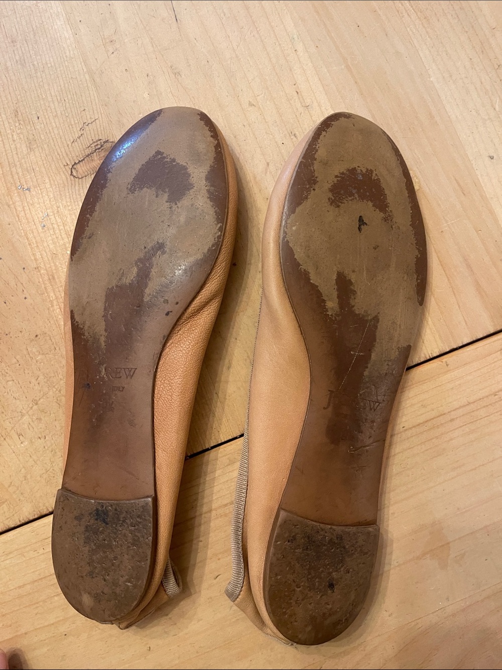 J. Crew Leather Ballet Flats in Camel with Gold Insole - Picture 6 of 6